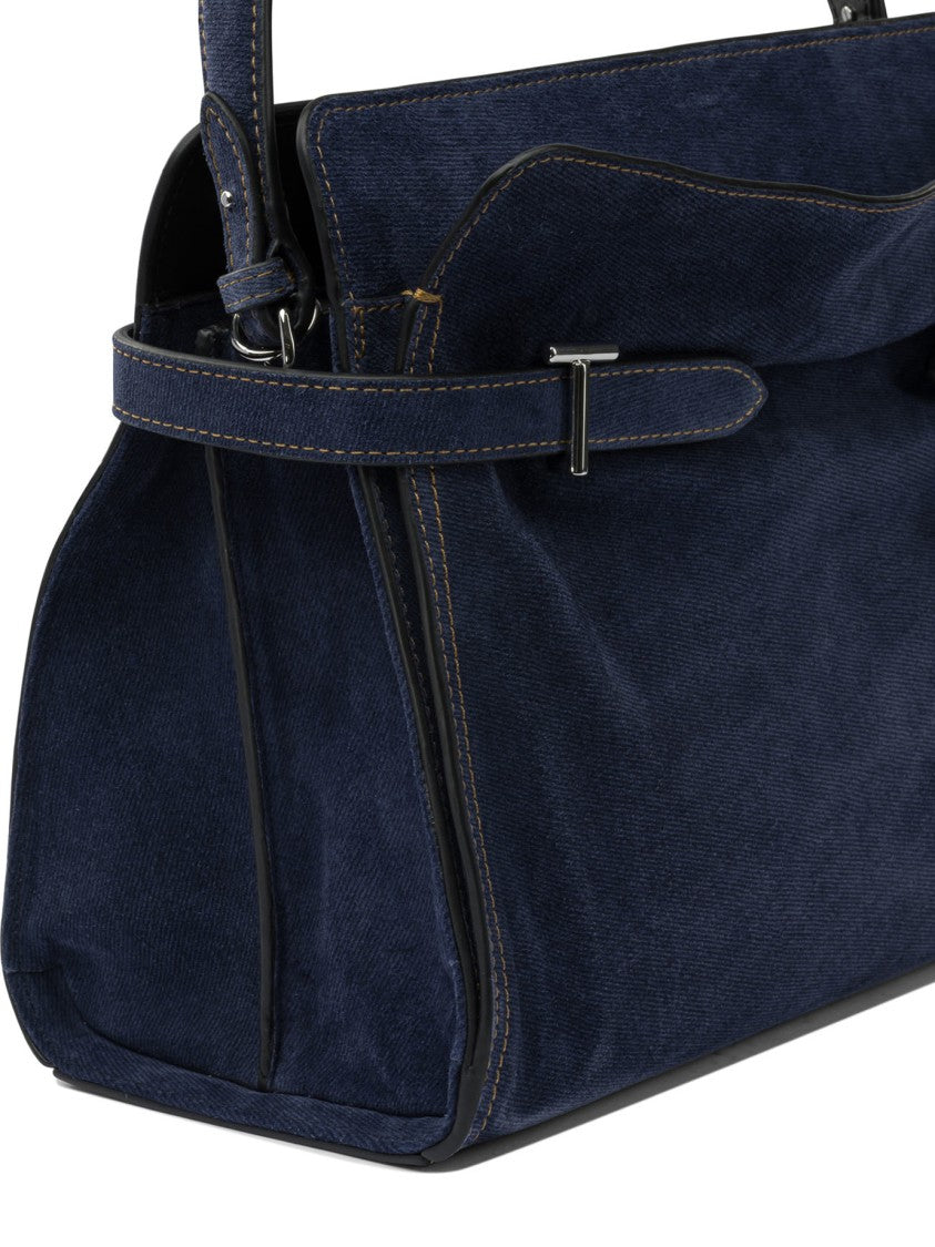 Le Tanneur Structured Blue Shoulder Bag With Elegant Accents