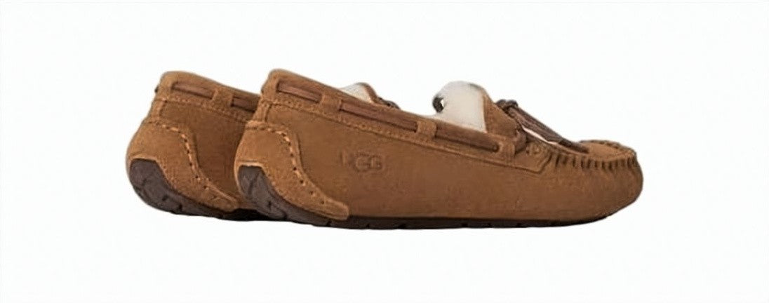 Ugg Moccasin-Style Suede Loafers With Whipstitching And Plush Lining