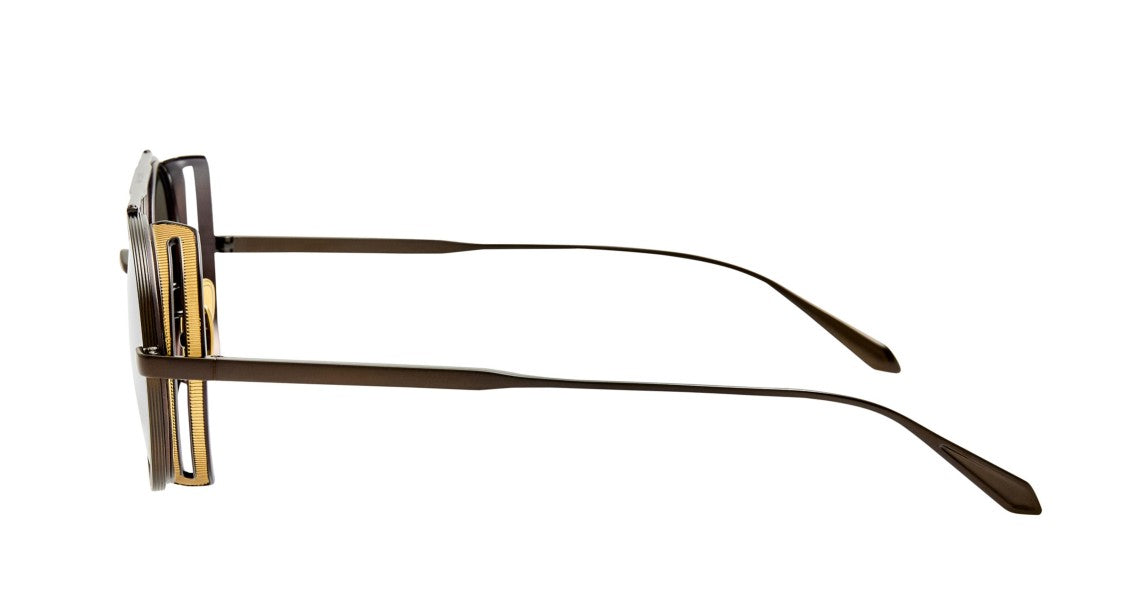 Linda Farrow Lfl Large Round Titanium Sunglasses With Double Bridge Design