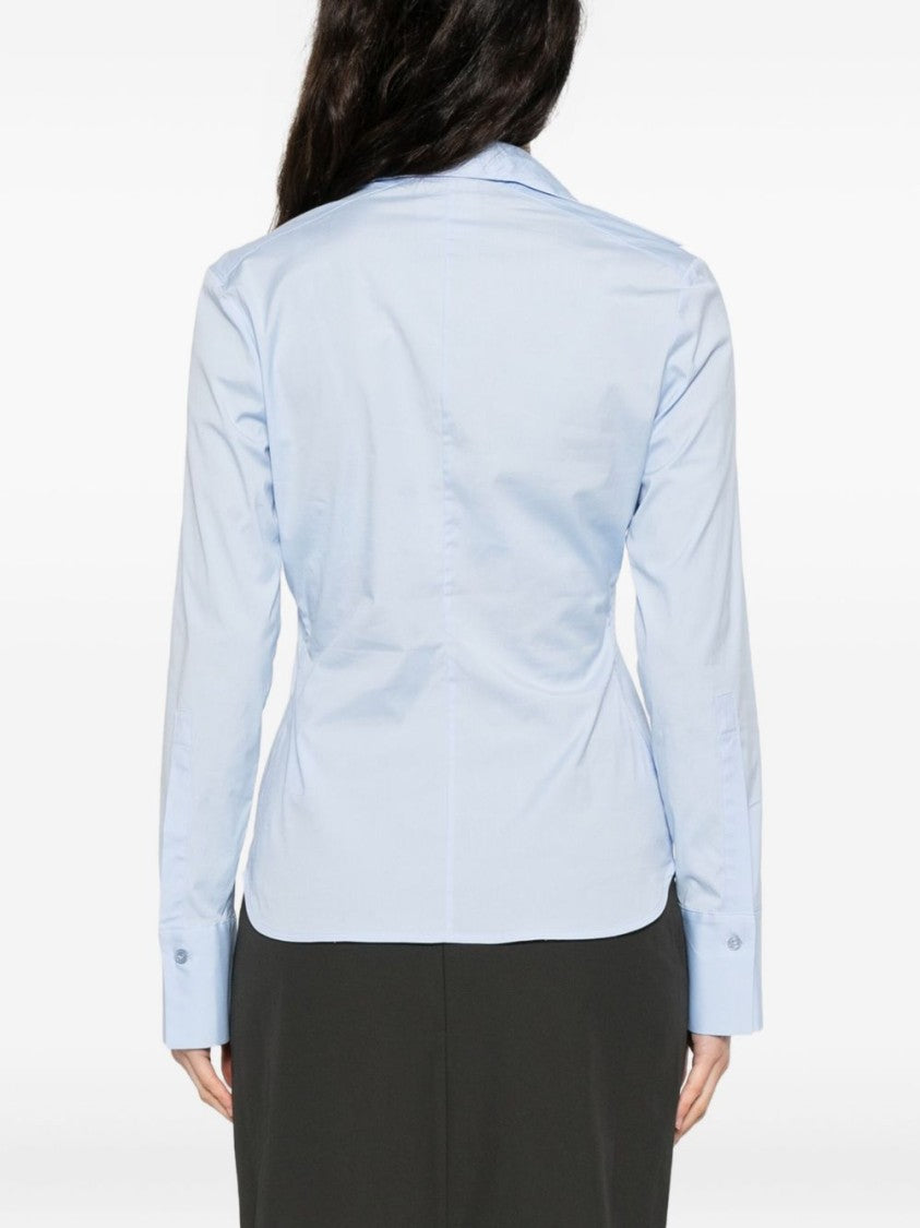 Semi Couture Fitted Light Blue Shirt With Classic Collar