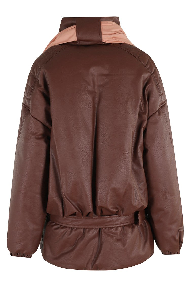 Marbell Oversized Burgundy Faux Leather Jacket