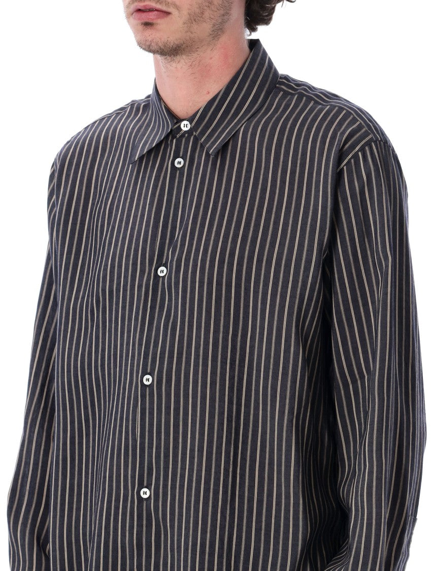 Studio Nicholson View Striped Lyocell Silk Blend Shirt