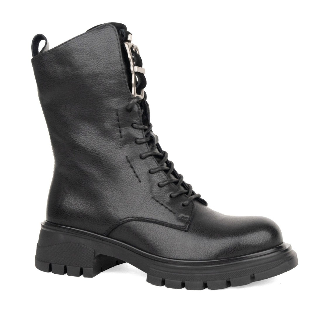 Linda Baumann Black Lace-Up Chunky Rubber Sole Leather Ankle Boots