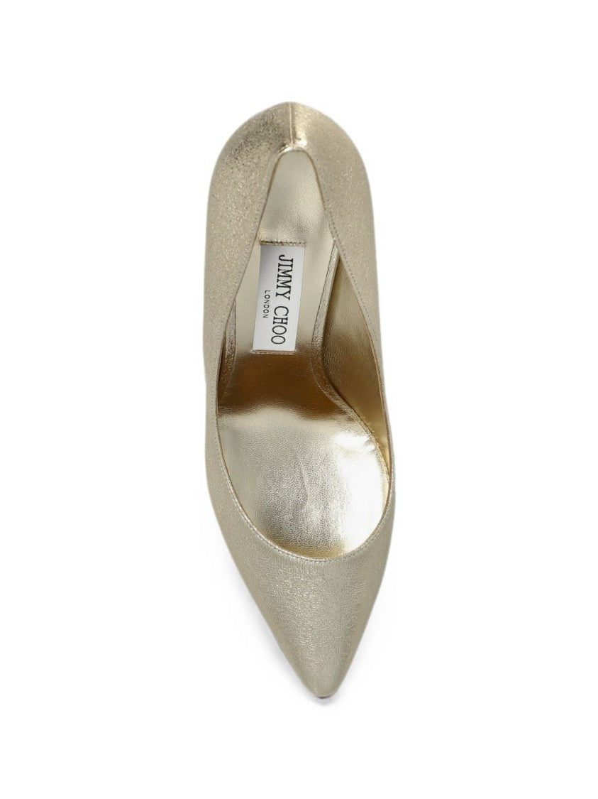 Jimmy Choo Silver Pointed Toe Metallic Finish Stiletto Pumps