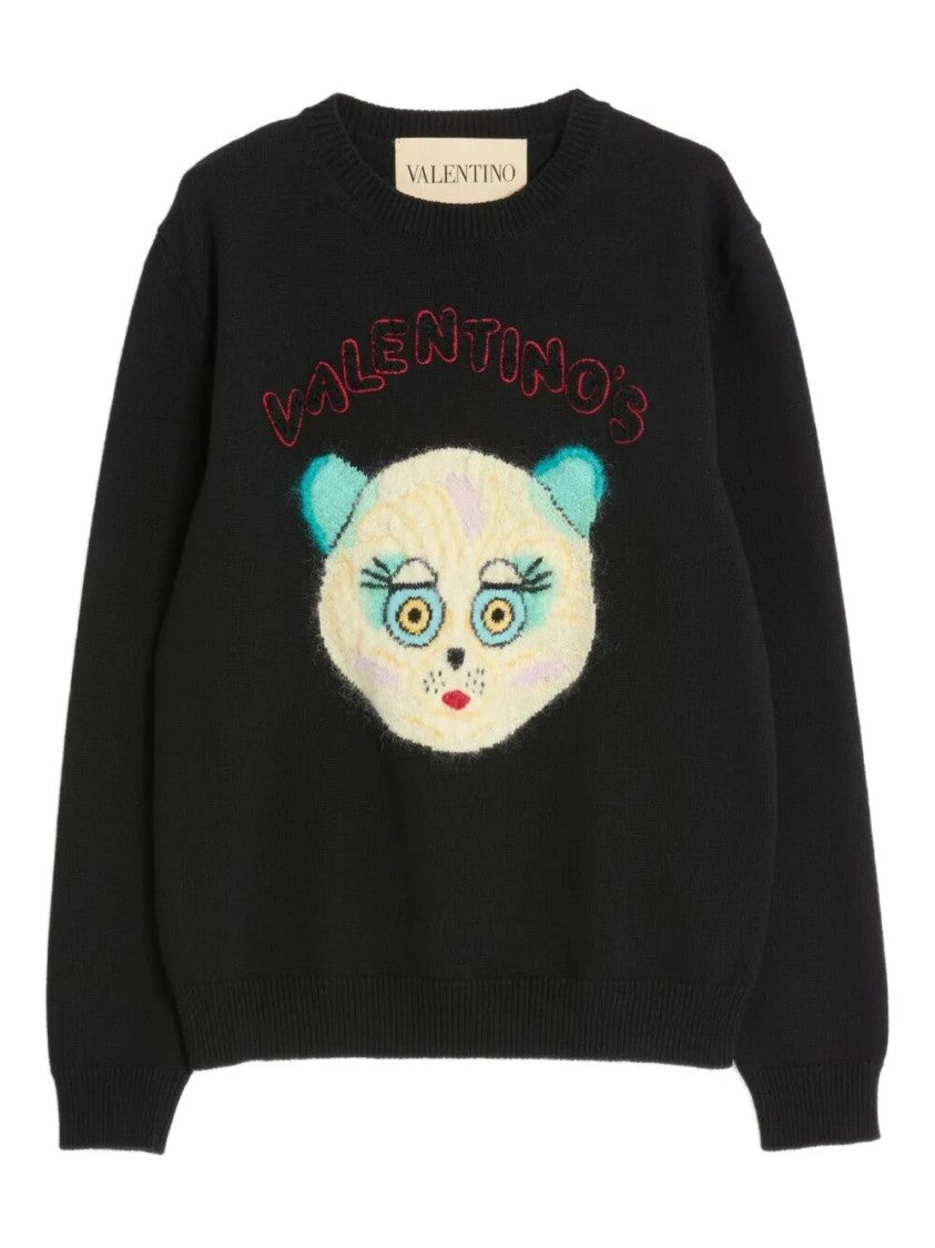 Valentino Playful Cat Face Design Sweater