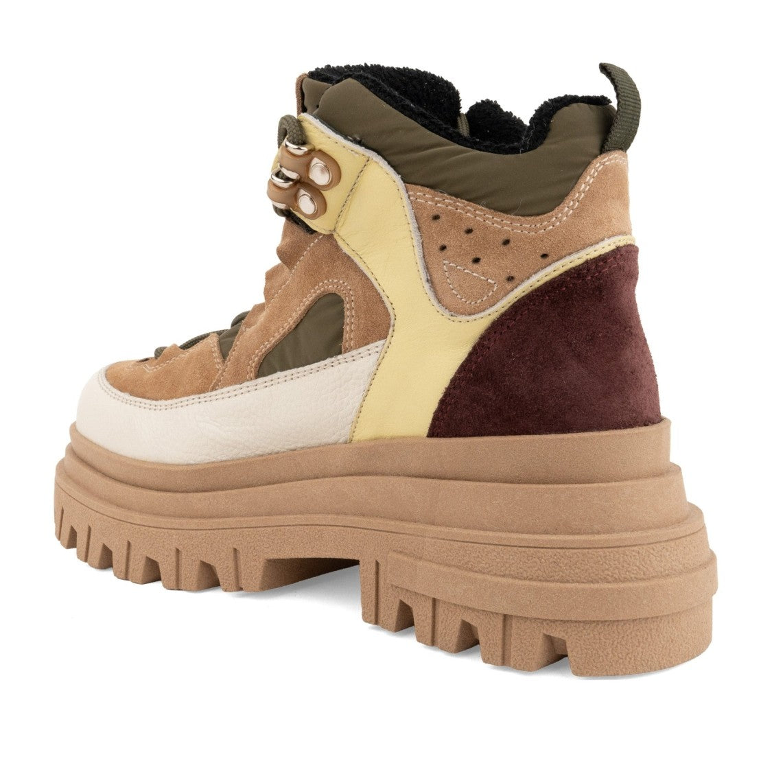 Prato Creativo Multicolor Chunky Padded Collar Suede Boots