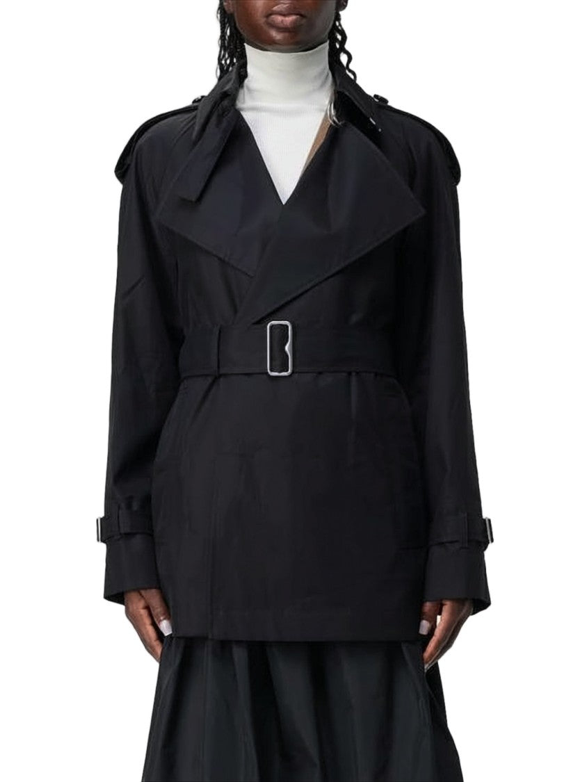 Burberry Double-Breasted Black Trench Coat With Belted Waist