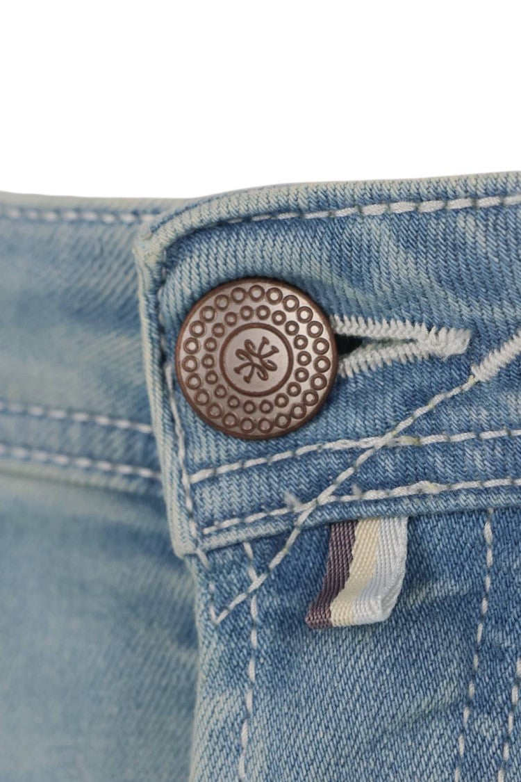 Jacob Cohen Comfort-Fit Light Blue Denim Jeans With Intricate Labeling