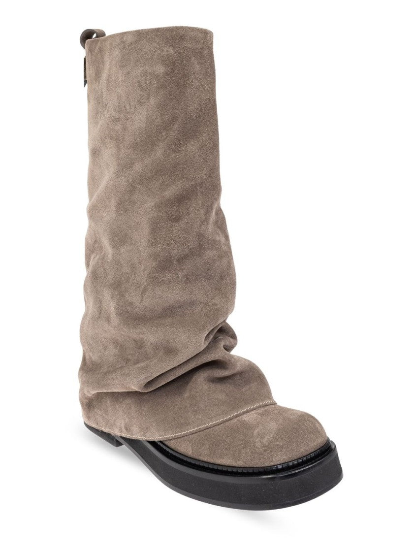 The Attico Soft Suede Slouchy Combat Boots