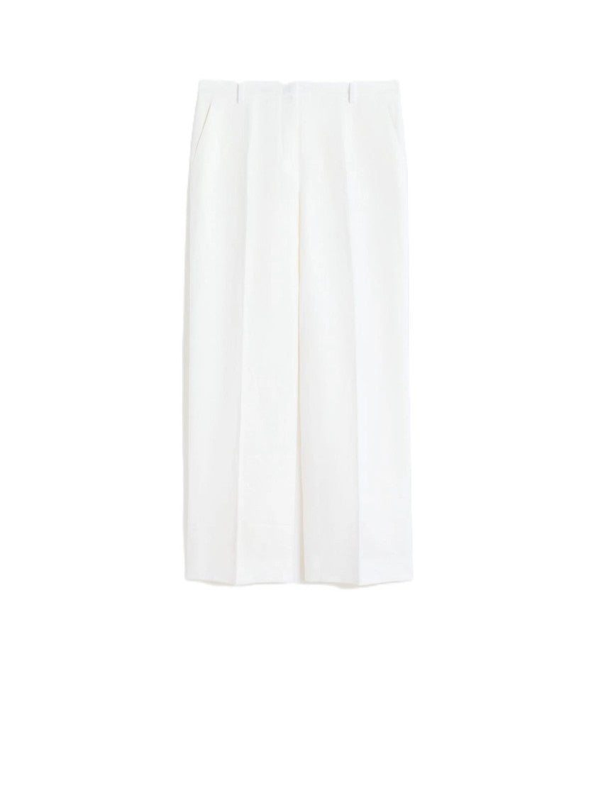Max Mara Tailored White Wide-Leg Trousers With Front Pleats