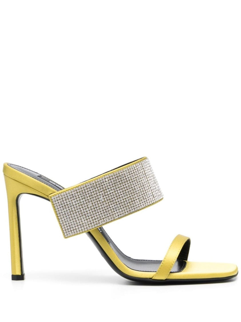 Sergio Rossi Lemon Yellow Satin Mules