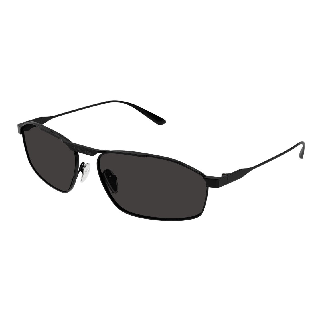 Balenciaga Bb0416s Rectangular Matte Black Metal Sunglasses