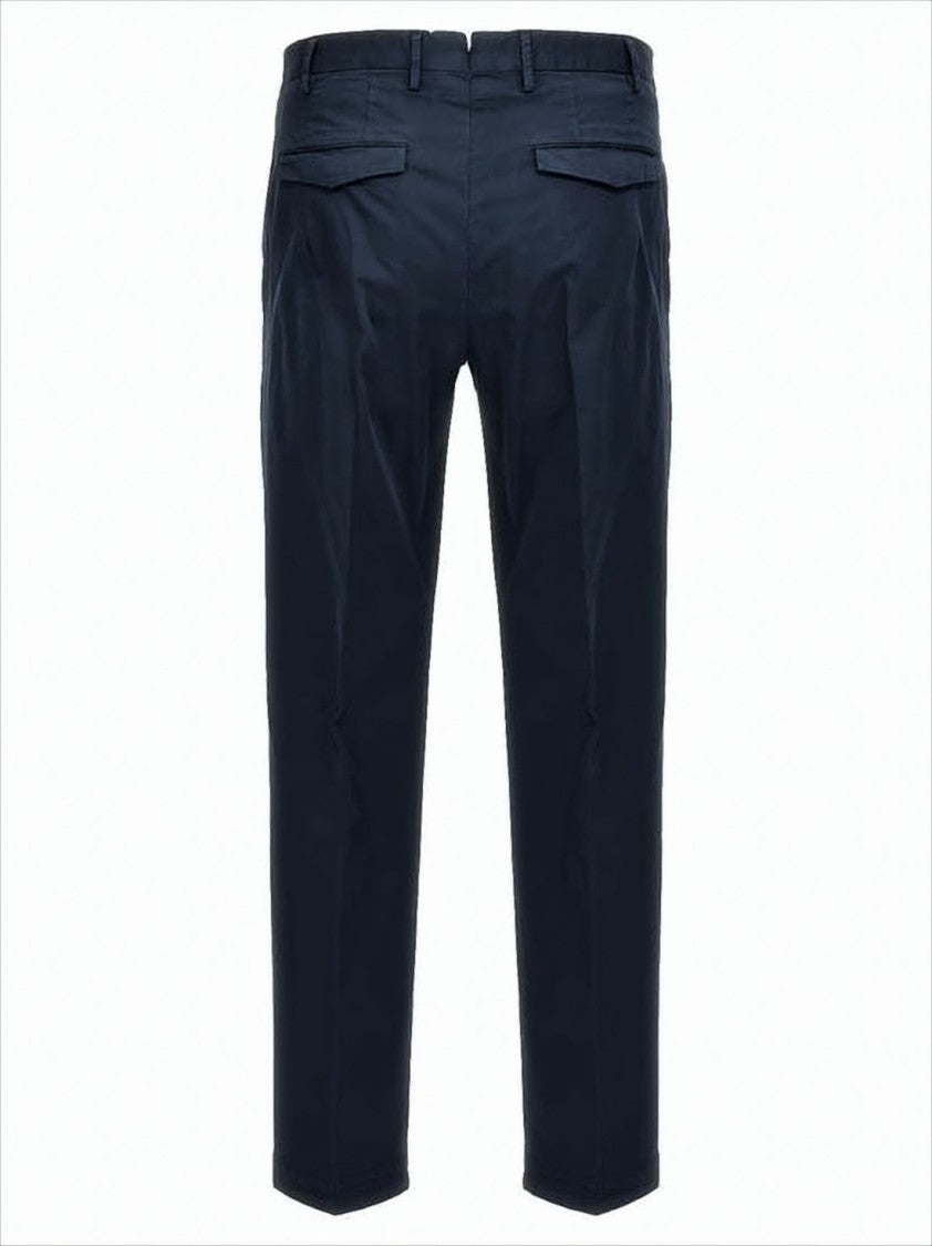 Pt Torino Tailored Blue Straight Pants With Classic Waistband And Functional Pockets