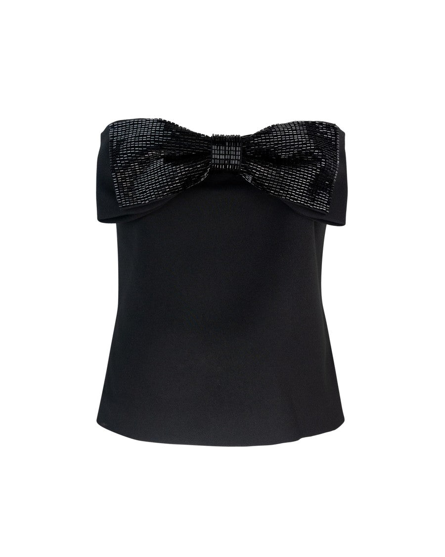 Self-Portrait Black Oversized Bow Bandeau