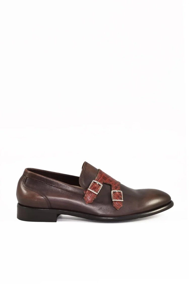 Botti 1913 Leather Loafer With Buckles - Brown/Bordeaux