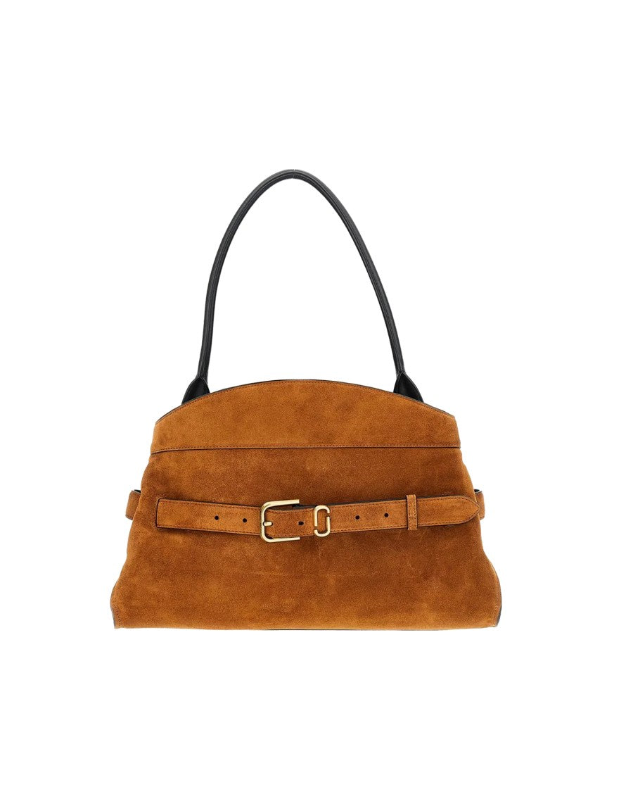 Marc Jacobs Structured Suede Shoulder Bag With Fixed Belt And Magnetic Closure