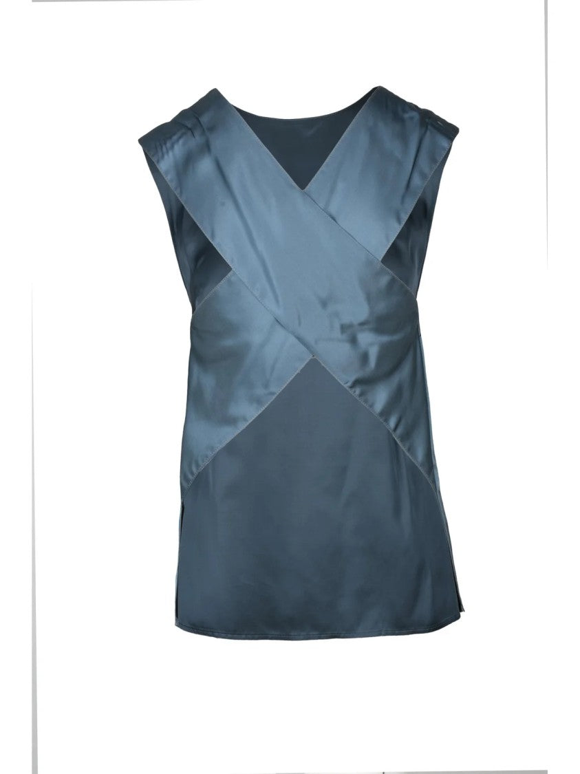 Skills & Genes Fluid Viscose Sleeveless Top With Crisscross Back Design