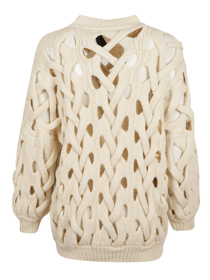 Isabel Marant Open-Knit Sweater With Intricate Braiding And Voluminous Sleeves