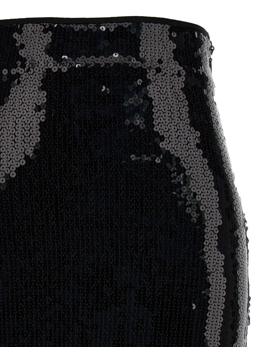 Alexandre Vauthier Sequined Black Midi Skirt With Zip Closure