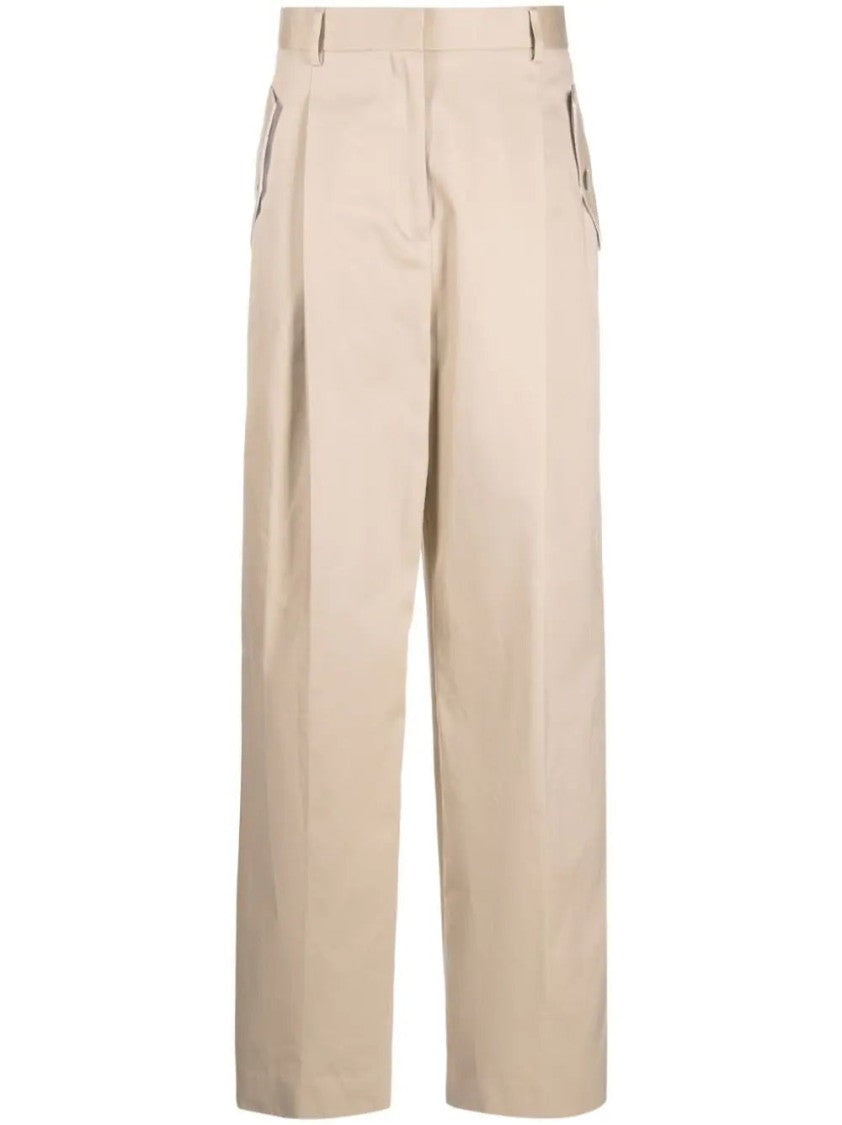 Lanvin High Waist Wide-Leg Trousers With Flap Side Pockets