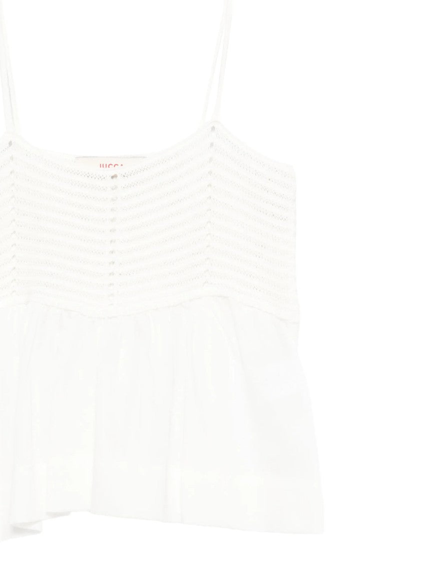 Jucca White Crochet Spaghetti Strap Tank Top