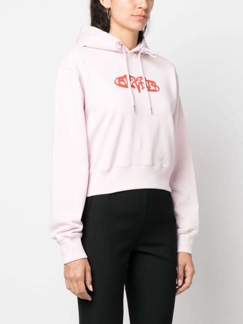 Ambush Light Pink Amb Graphic Cropped Cotton Hoodie