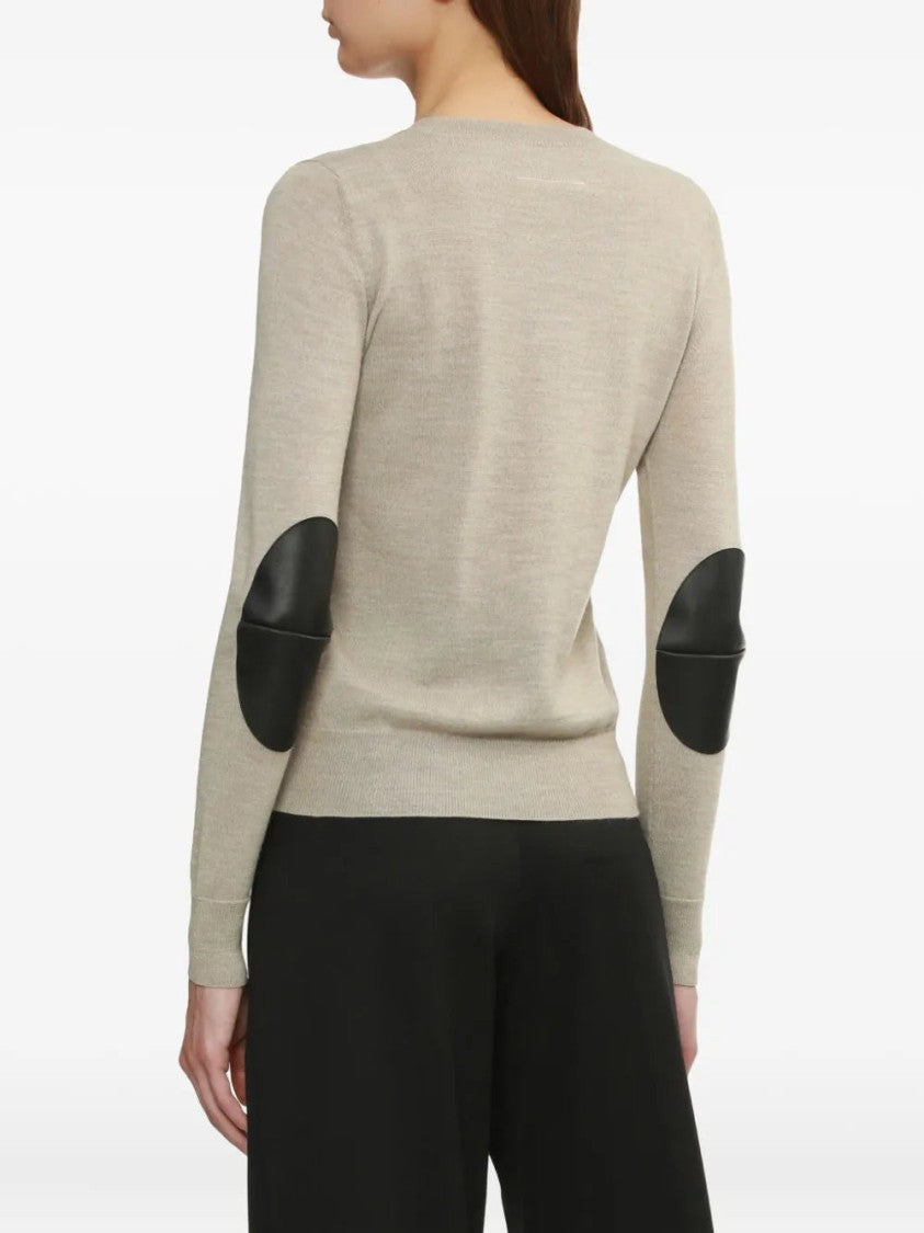 Mm6 By Maison Margiela Elbow-Patch Crew-Neck Sweater