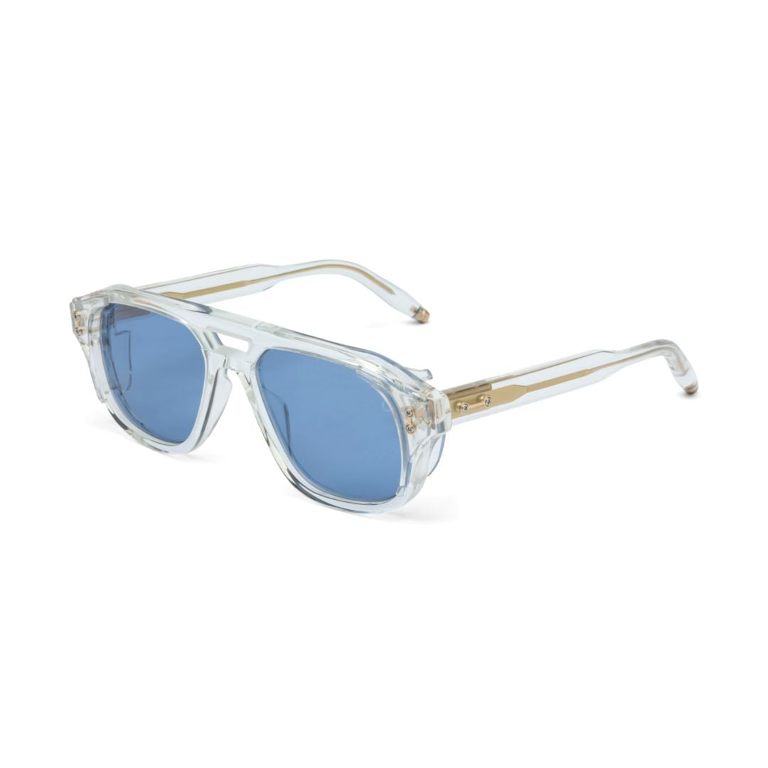 Akoni Phoenix Geometric Frame Sunglasses With Blue Tinted Lenses