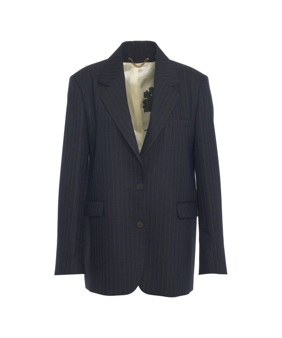 Golden Goose Pinstripe Single-Breasted Blazer With Peak Lapel