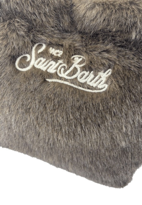Saint Barth Trapezoidal Mini Handbag In Soft Faux Fur