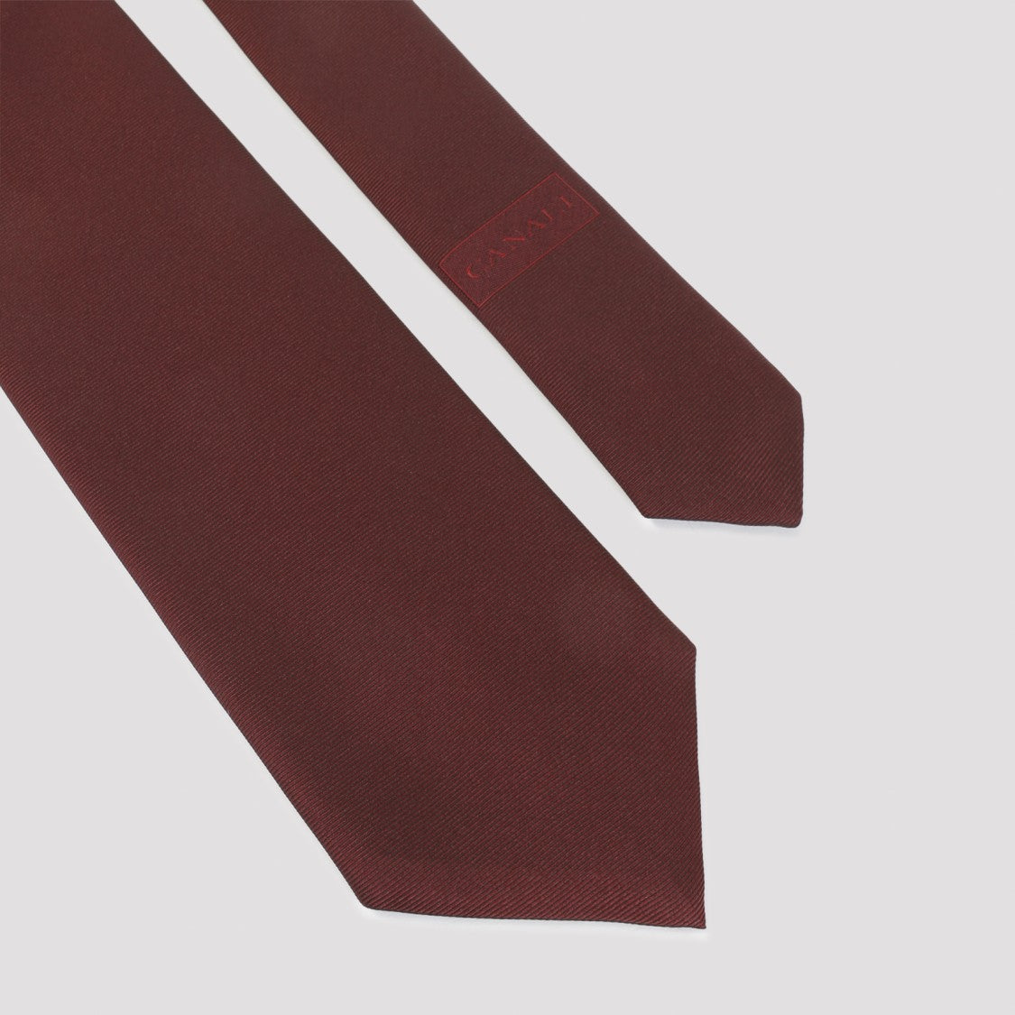 Canali Burgundy Silk Tie With Smooth Texture