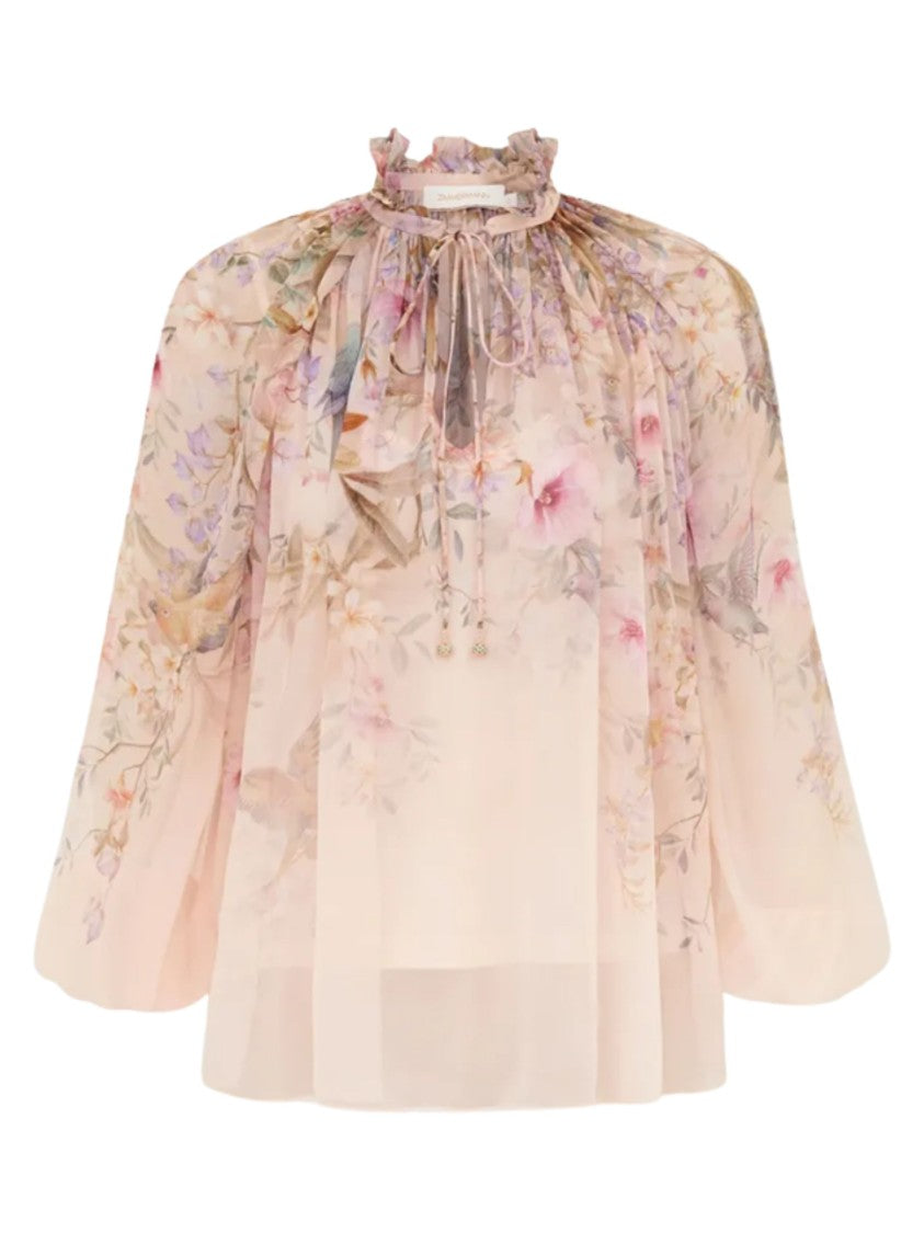 Zimmermann Cream Floral Print Viscose Blouse