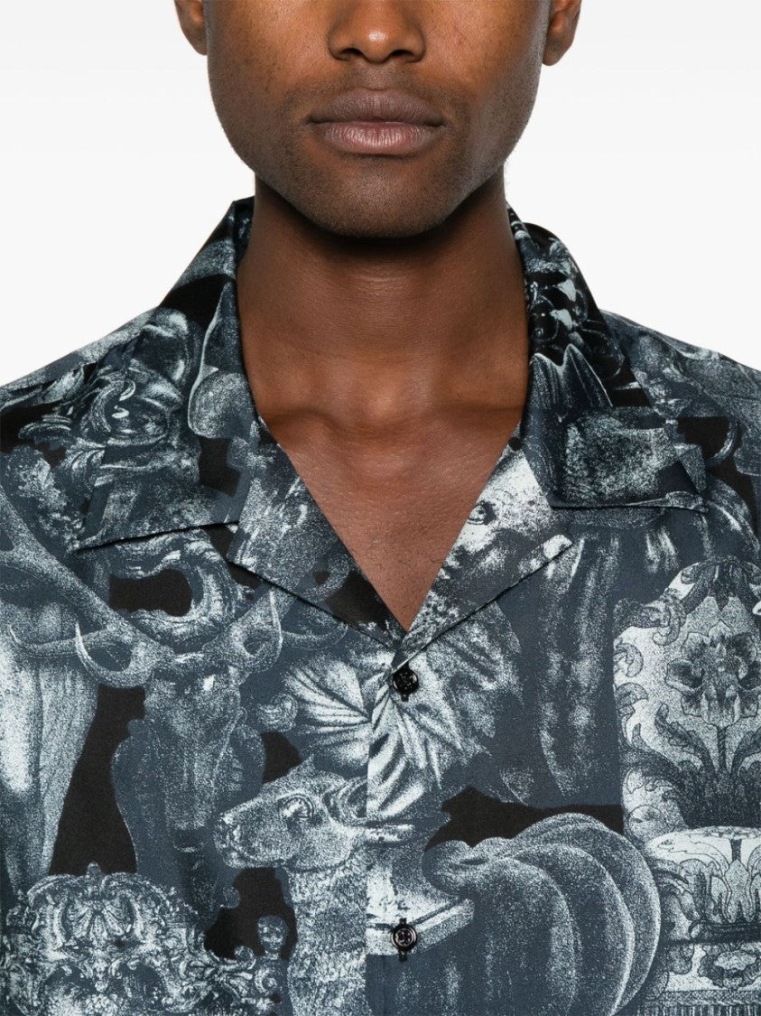 Givenchy Indigo Blue Hubert Objects Print Shirt