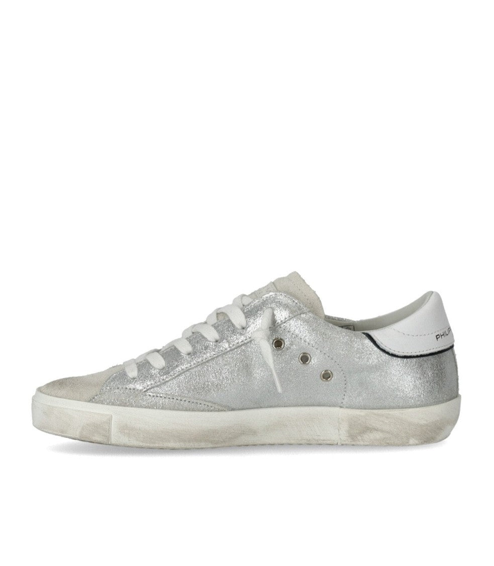Philippe Model Prsx Low Metal Silver Sneaker