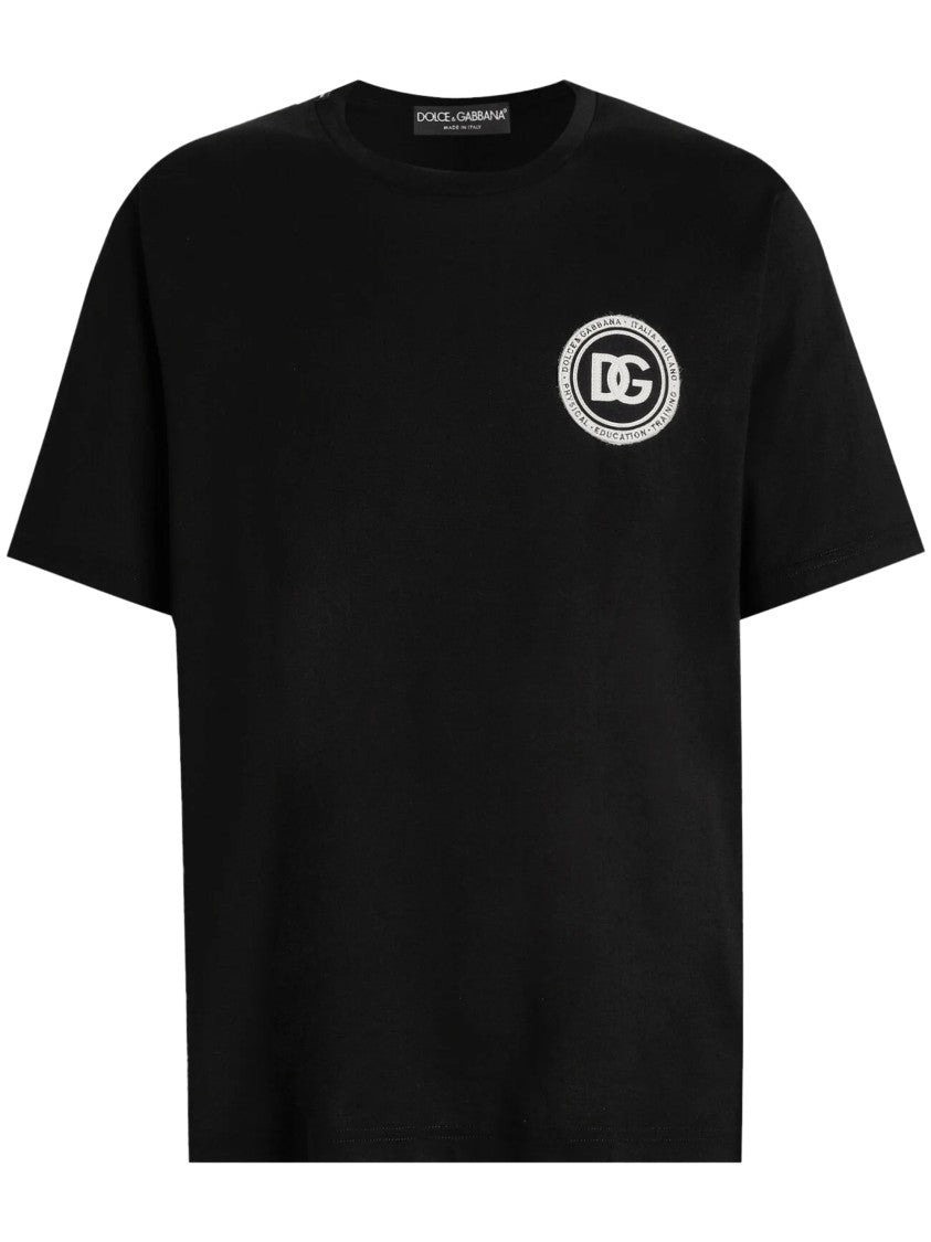 Dolce & Gabbana Short-Sleeve T-Shirt With Crew Neck And Signature Emblem