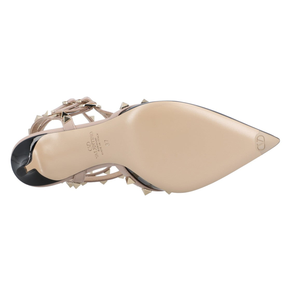 Valentino Rockstud Pumps With Gold-Tone Studded Strap