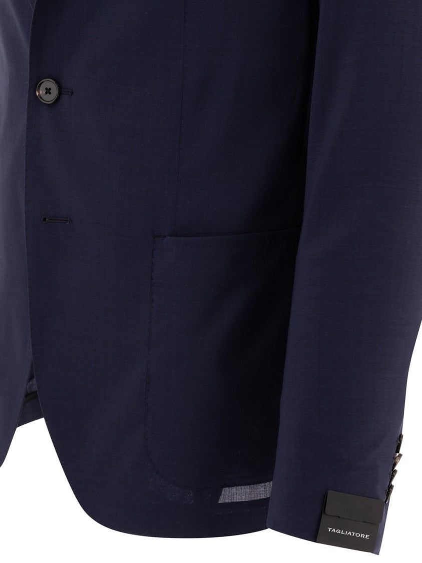 Tagliatore Deep Navy Tailored Jacket In Wool-Silk Blend