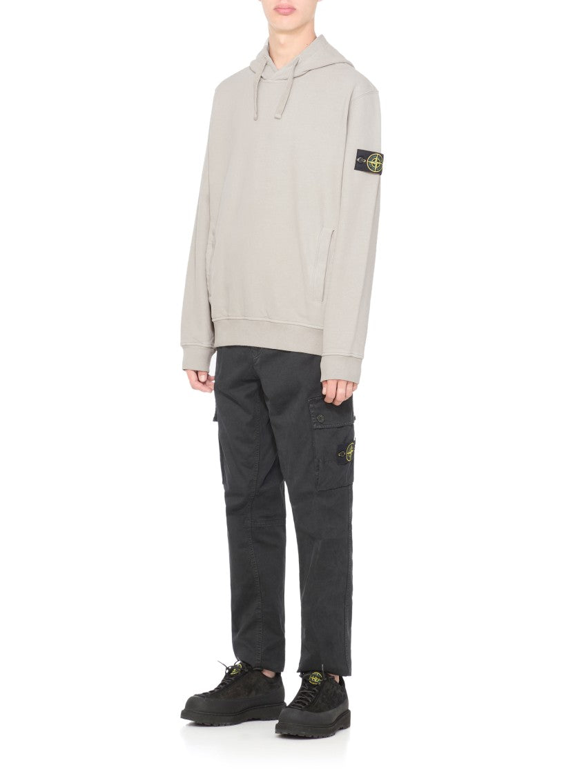 Stone Island Grey Cotton Hoodie