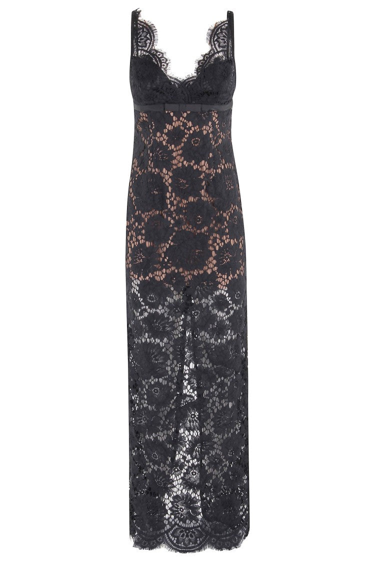 Self-Portrait Black Floral Lace Maxi Dress