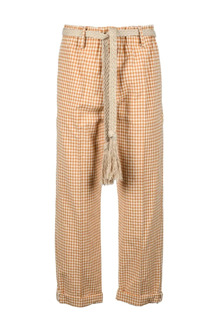 Alysi High-Waisted Chino Trousers - Curry