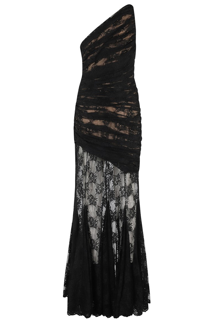 Giuseppe Di Morabito Asymmetrical Black Lace Evening Dress