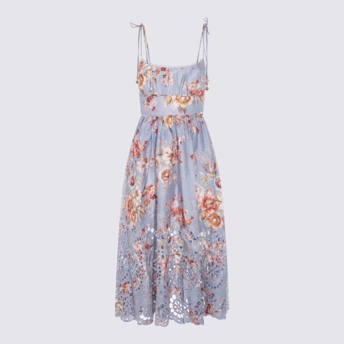 Zimmermann Light Blue Floral Print Midi Dress