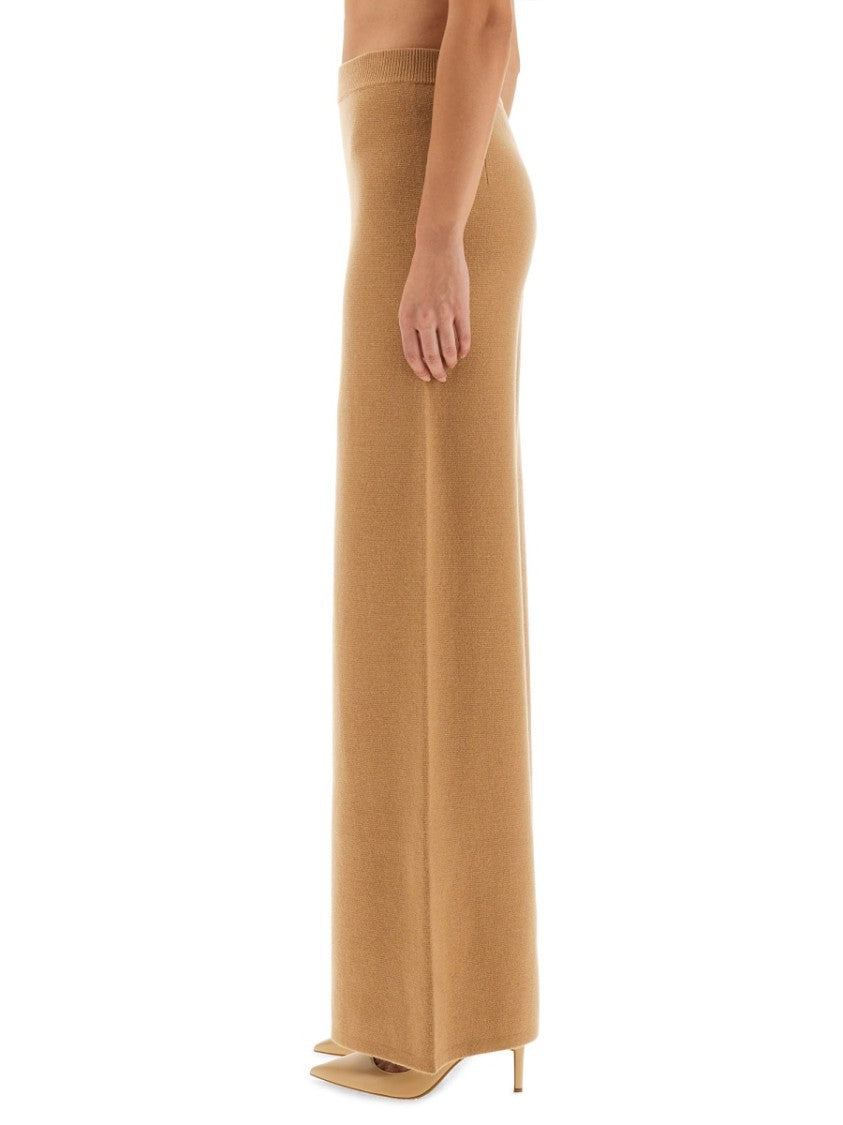 Max Mara High-Waisted Wide-Leg Pants In Soft Camel Wool-Cashmere Blend