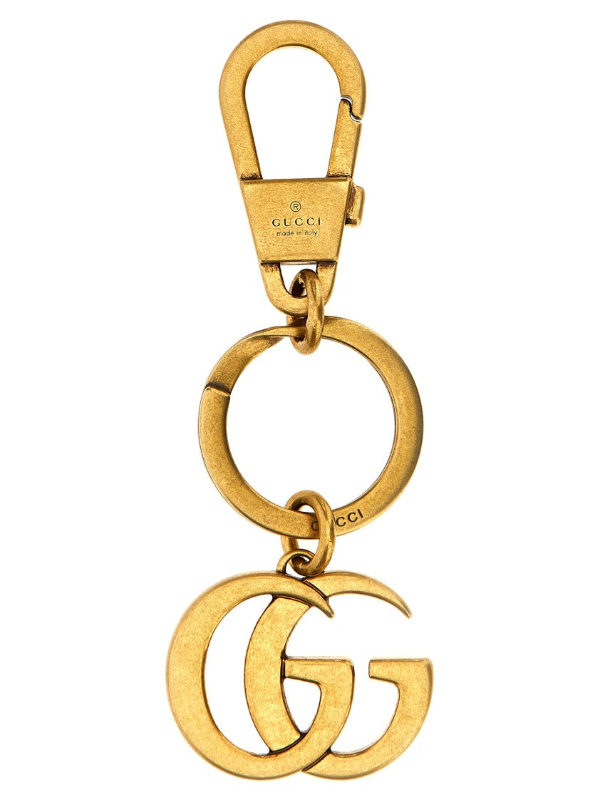 Gucci Antiqued Gold Metal Keyring With 'Doppia G' Charm