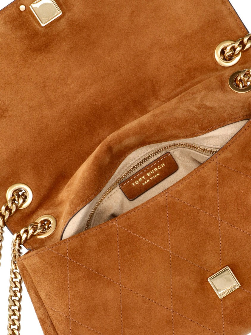 Tory Burch Brown Charlie Suede Flap Shoulder Bag