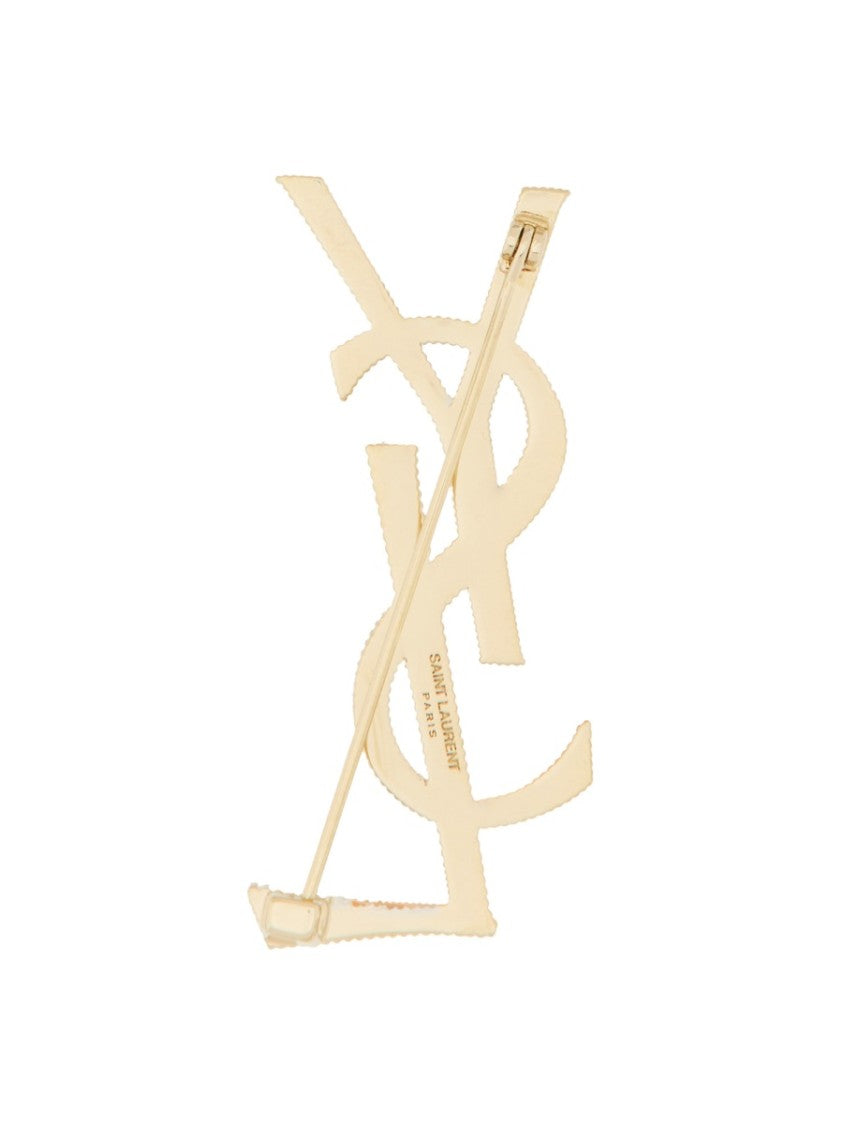 Saint Laurent Cassandre Gold-Tone Brass Brooch