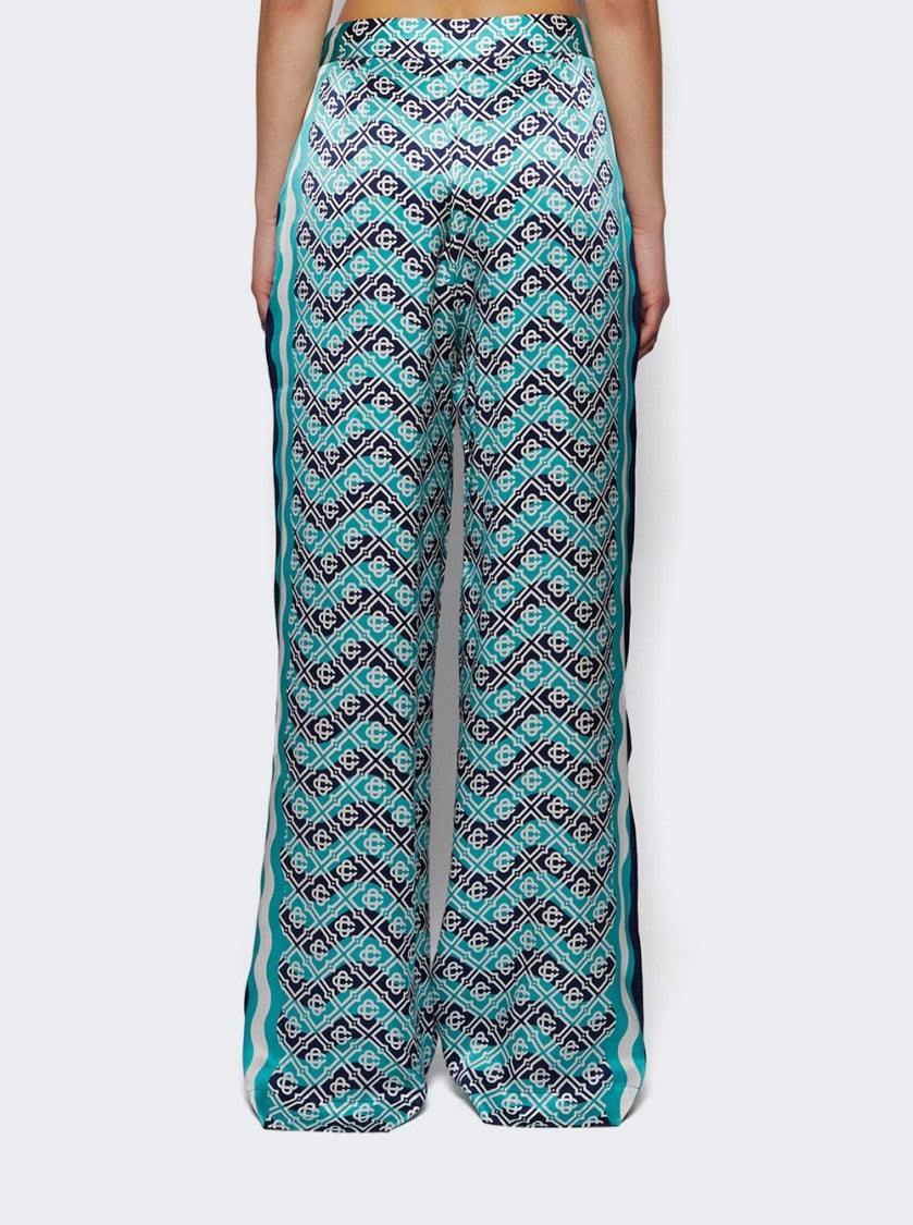 Casablanca Monogram Straight Leg Trousers Turquoise