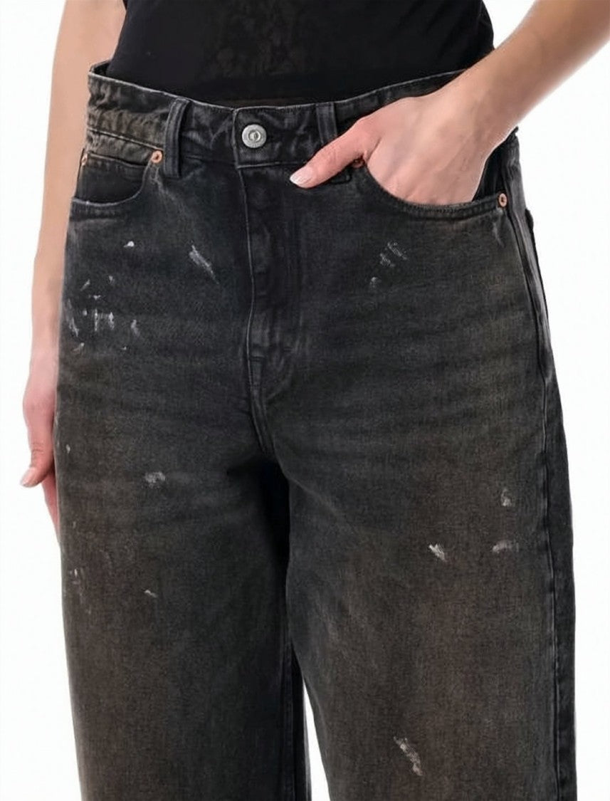 Our Legacy Relaxed Wide-Leg Denim Pants With Faded Black Wash