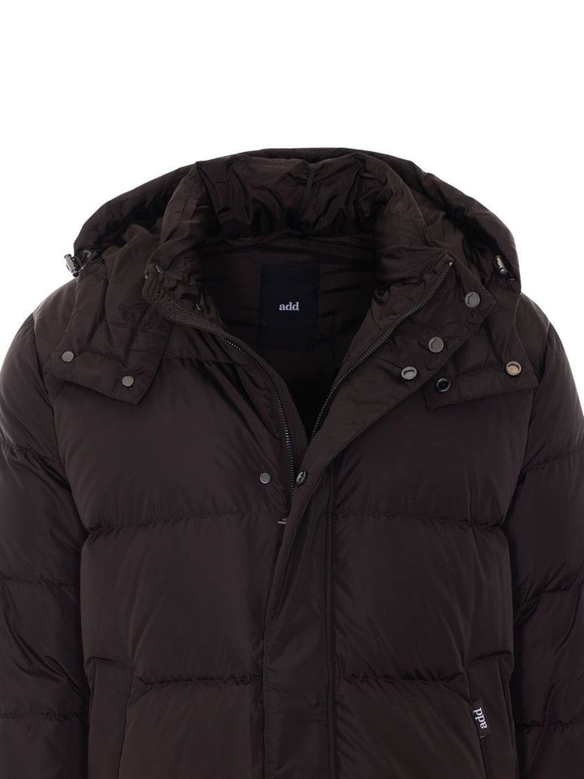 Add Quilted Down Jacket With High Neck And Hood