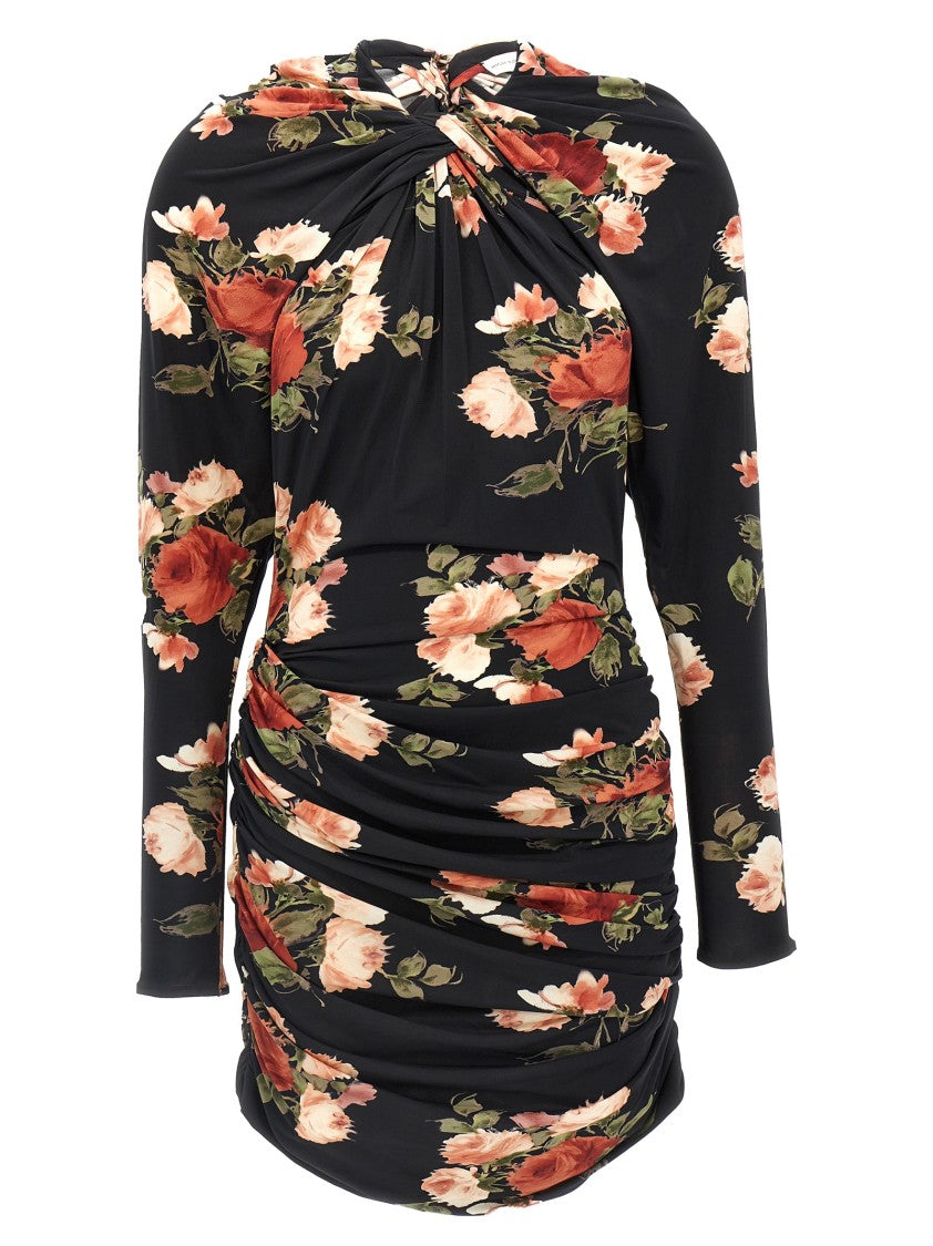 Magda Butrym Floral Print Mini Dress With Cut-Out Details